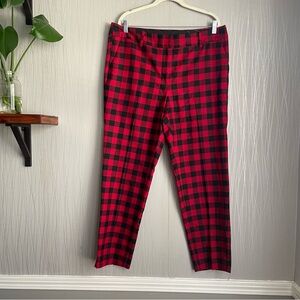 Talbots Hampshire Ankle Pants Womens Size 14 Buffalo Plaid Red Black Wool Blend
